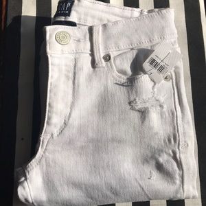 Gap Distressed White Jeans